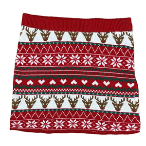 Eyeshadow Red and White Knit Holiday Mini Skirt SKU1290